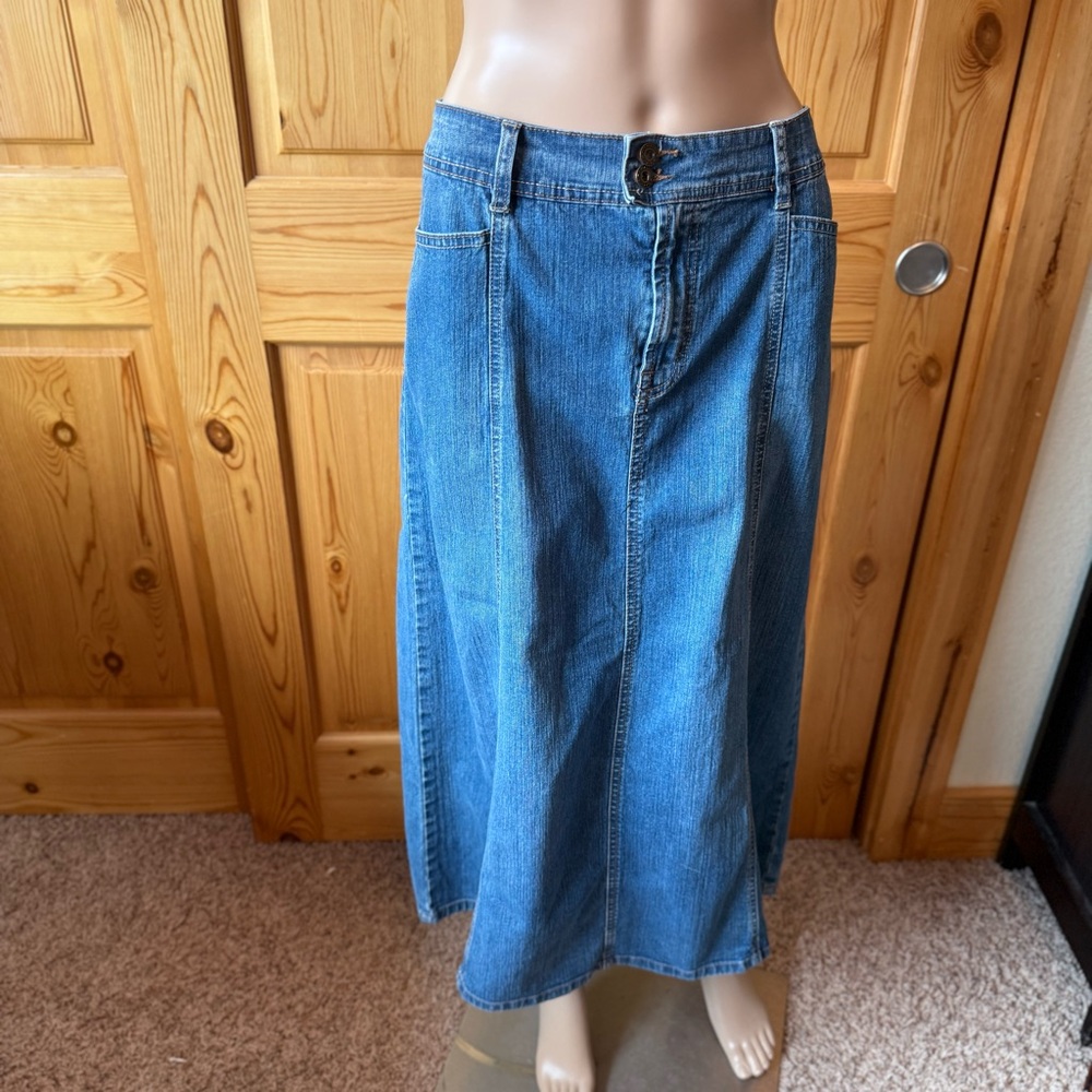 Y2K Bandolino Denim Midi Jeans Skirt Size 14 Hippie Boho